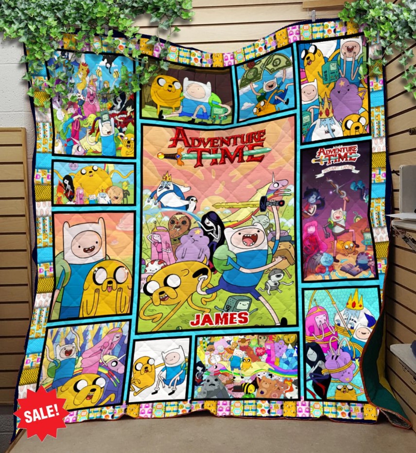 Personalized Adventure Time Quilt Blanket Adventure Time Blanket Finn Jake Quilt Gift For Adventure Time Tv Series Fans Quilt Blanket